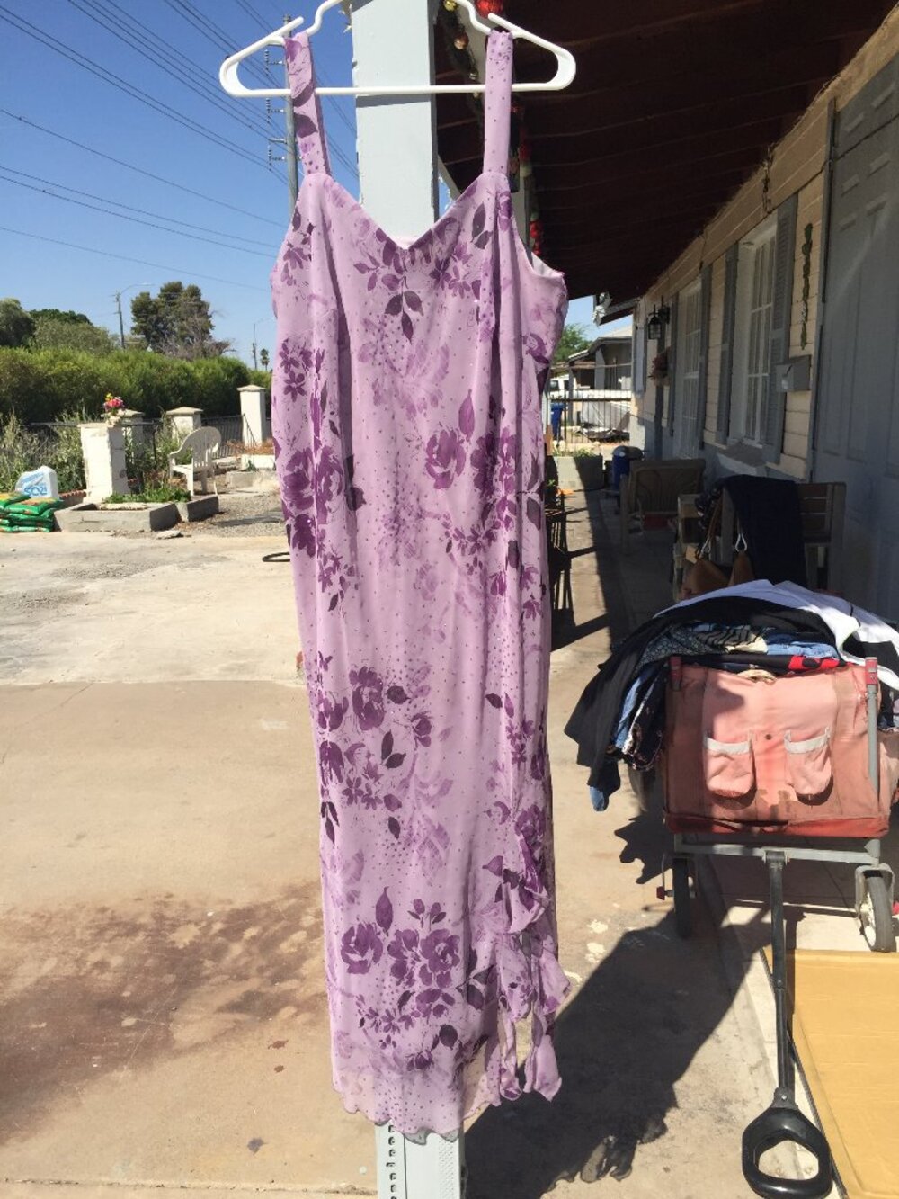 Vtg R&M Richards 20W Purple Sparkle Floral Maxi Dress Y2K Fairycore Whimsigoth